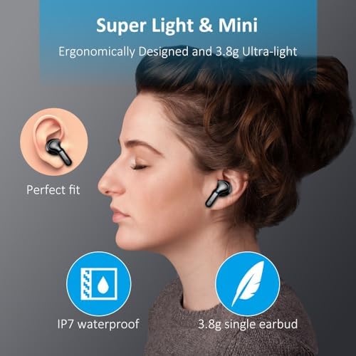 2025 Advanced Bluetooth Wireless Earbuds – 40-Hour Playtime with IP7 Waterproof Rating, Enhanced Noise Cancellation for Superior Sound Quality – Perfect for Active Lifestyles, Daily Commutes, and Leisure Time – State-of-the-Art 5.3 Bluetooth Connectivity with Quad HD Microphones and Rapid USB-C Charging – Unmatched Comfort and Resilience for Everyday Use