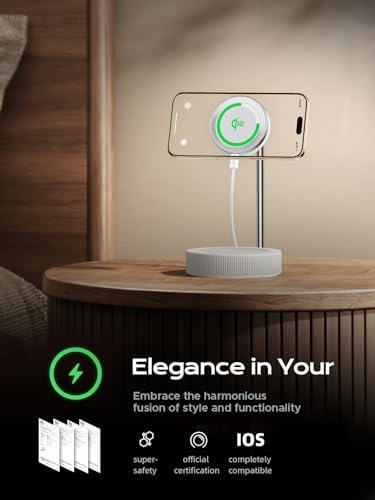 THREEKEY Qi2 15 W Magnetic Wireless Charging Hub – Ultimate Adjustable Charging Station for i Phone 16-12 Series & Air Pods with Dual-Sided Magnetic Grip, 180° Rotatable Design, and Sleek Space-Saving Aesthetics for Effortless Home and Office Power Solutions