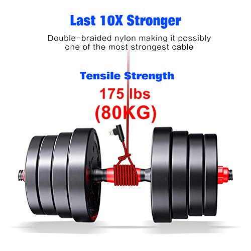 Revolutionize Your Gaming Setup with the 90 Degree 10 FT Heavy Duty i Phone Charger Cable – Ultimate Compatibility for i Phone Xs Max, XS, XR, 7, 7 Plus, X, 8, 8 Plus, 6 S, 6 S Plus, SE – Enhanced Durability & Fast Charging Performance in Black Red Design