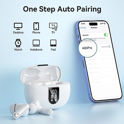 Elevate Your Sound Experience: Stylish Rose Gold Wireless Earbuds with Bluetooth 5.3, 40-Hour Playtime, Deep Bass Stereo, Noise-Canceling Mic, and IP7 Waterproof Durability for i OS & Android Devices – Perfect for Music Lovers and Active Lifestyles