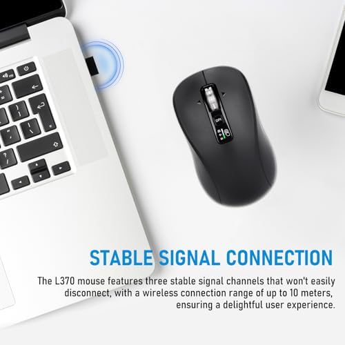Ultimate Wireless Bluetooth Mouse with USB Connectivity – Full-Sized, Silent Operation, 4-Way Scrolling & Adjustable Cursor Speed for Seamless Multi-Device Use Including Computers, Laptops, Tablets, and Mac Books – Long Battery Life with Side Buttons for Enhanced Productivity