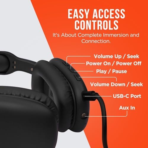 Transform Your Listening Journey with Premium Foldable Bluetooth Over-Ear Headphones – Superior Noise Isolation for Ultimate Focus, Plush Foam Ear Cushions for Extended Comfort, and Built-in Microphone for Effortless Communication – Perfect for Fitness Enthusiasts and Travel Lovers Alike, Unisex Design for All Users