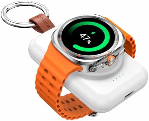 Portable 1800 m Ah Magnetic Wireless Charger for Samsung Galaxy Watch – Compact Keychain Power Bank for Effortless Fast Charging on the Go, Optimized for Galaxy Watch 7/Ultra/6/6 Classic/5/5 Pro/4/3 & Active 2/1 – Essential Charger for Busy Lifestyles and Uninterrupted Connectivity