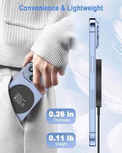 Elevate Your Charging Experience with the Ultimate Magnetic Wireless Charger – Fast Mag Safe 15 W Compatible with i Phone 16/15 Pro Series, Includes 20 W Type-C Adapter for Optimal Performance – Sleek White Design with LED Status Indicator for Effortless Charging on the Go