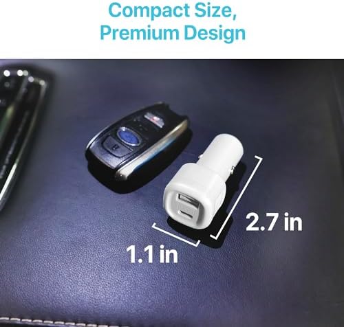BLACK+DECKER 38 W Dual USB-C Car Charger – Compact Fast Charging Adapter with LED Indicator for i Phone 16/15/14/13/12, Pixel 3/2 XL, i Pad Pro – Advanced Power Delivery & Qualcomm Quick Charge Technology for Optimal Performance on the Go