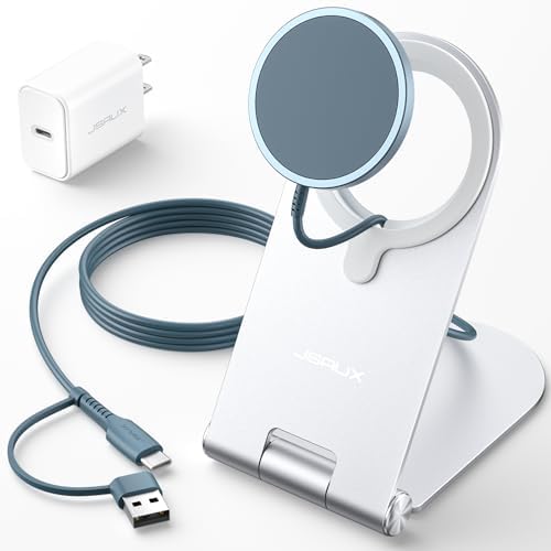 JSAUX Magnetic Wireless Charger – Sleek Silver Fast Charging Pad for i Phone 16 Series, Mag Safe-Compatible with Superior Magnetic Alignment for Efficient Power Delivery, Portable Design for Home & Travel Use, Essential i Phone Accessory for Stylish Charging Solutions