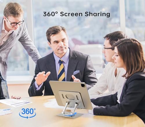 Versatile 360° Rotating Tablet Stand Holder – Durable Dual Rod Aluminum Design for Enhanced Stability and Adjustable Viewing – Universal Compatibility with i Pad, Samsung, Kindle, and More – Sleek Black Finish for Modern Workspaces – Perfect for Multitasking, Video Watching, and Reading Comfortably