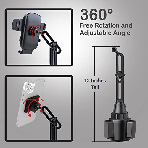 Dual Device Car Cup Holder Mount – Flexible Neck & 360° Rotatable Cradle for Enhanced Navigation – Universal Fit for i Phone, Samsung & GPS – Perfect for Hands-Free Convenience on the Road