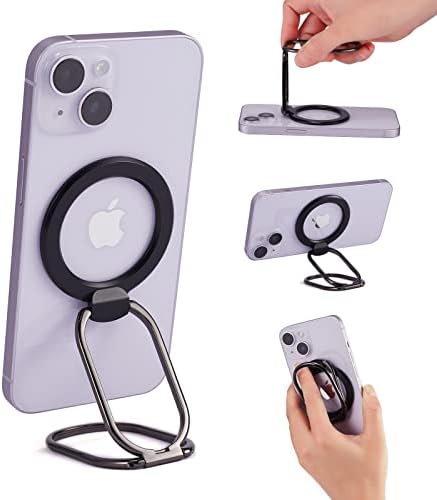 Mag Safe Magnetic Phone Ring Holder Stand – 2-in-1 Adjustable Grip and Kickstand for i Phone 16/15/14/13/12 Series – Enhanced Magnetic Strength with Removable Design for Easy Wireless Charging – Ultimate Compatibility and Convenience – 360° Rotation & 180° Adjustable Arms for Portrait and Landscape Viewing – Secure Finger Grip Reduces Drop Risk – Perfect for Hands-Free Use While Cooking or Streaming – Premium Zinc Alloy Construction for Durability and Stability – Ideal Accessory for Everyday Use and Connectivity