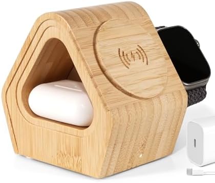 Eco-Friendly Bamboo 3-in-1 Wireless Charging Station: Fast Mag Safe Charger for i Phone 16-12, Apple Watch Ultra, and Air Pods Pro – Sleek Design for Efficient Multi-Device Charging Eco-Friendly Bamboo 3-in-1 Wireless Charging Station: Fast Mag Safe Charger for i Phone 16-12, Apple Watch Ultra, and Air Pods Pro – Sleek Design for Efficient Multi-Device Charging