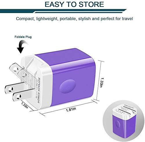 AILKIN 3 Pack Foldable Wall Charger – Dual USB Fast Charging Block for i Phone 16/15/14/13/12/11 & Android Devices – Compact AC Adapter for Enhanced Portability & Speed – Ideal for Home, Office, & Travel – Safety Features for Overcharge Protection