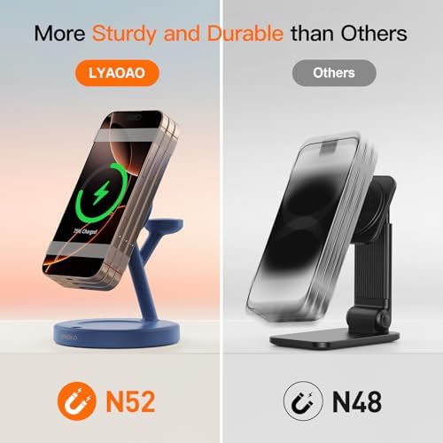 2025 US Edition 3-in-1 Wireless Charging Station for Apple: High-Speed 15 W Mag-Safe Charger Dock for i Phone 16/15/14/13/12, Air Pods, and Apple Watch – Superior Compatibility and Fast Charging Solution