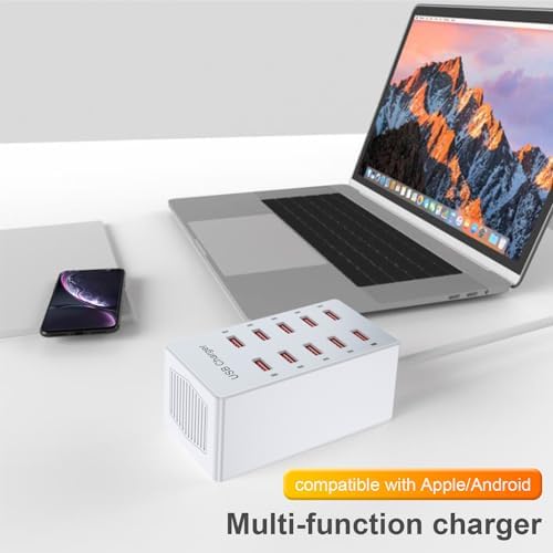 Multi-Device USB Charging Hub with 10 High-Speed Ports – Smart Plug Power Strip for i Phone 15/14/13, i Pads, Galaxy Watches & Android Phones – Ultimate Fast Charging Solution for Home & Office Efficiency