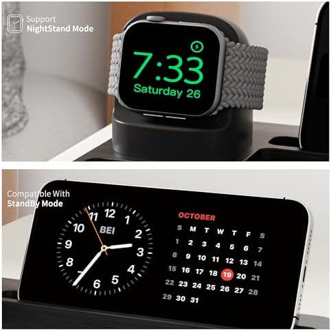 Wooden Watch Band Organizer – Charger Stand Compatible with All Apple Watch Series and Watch Bands Display Watch Storage Case Tray with Acrylic Top Lid(Bamboo) – Enhanced Compatibility and Speed