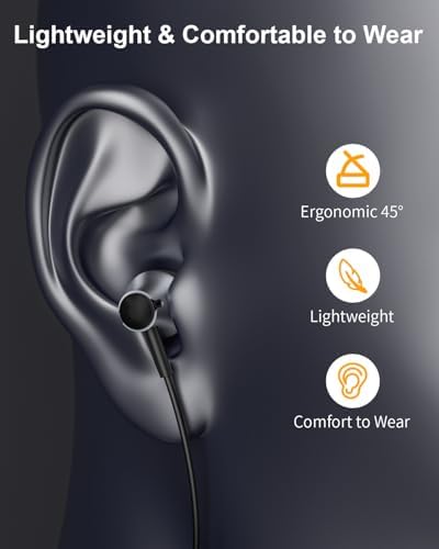 Premium USB C Earbuds with In-Line Microphone for Samsung Galaxy S25/S24/S23/S22 FE, i Phone 16/15 Pro Max, and Google Pixel 9 Pro – Advanced Noise Cancelling Stereo Earphones with Effortless Volume Control for Ultimate Sound Experience and All-Day Comfort