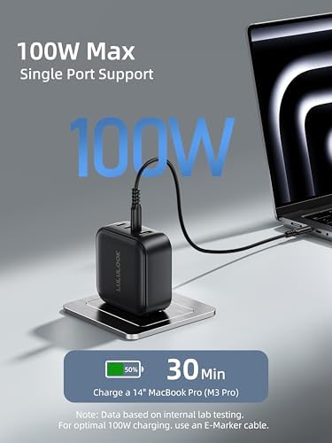 LULULOOK 100 W USB-C Ga N Fast Charger – 4-Port Multi-Device Wall Adapter for Swift Power Delivery, Compatible with Mac Book Pro/Air, i Phone 16, Pixelbook, Samsung Galaxy S24, and More – Global UK/EU/AU Plug Included for Ultimate Travel Convenience