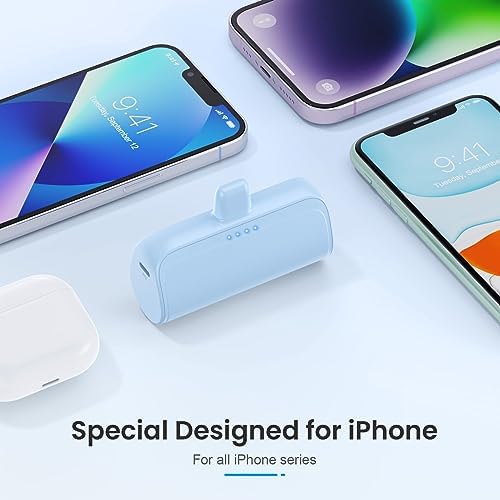 Ultra-Compact 5200 m Ah Power Bank for i Phone – PD Fast Charging Mini Portable Charger with Enhanced Compatibility for i Phone Models 14/13/12/11/XS/XR/X/8/7/6/6 s – Essential On-the-Go Battery Backup for Busy Lifestyles