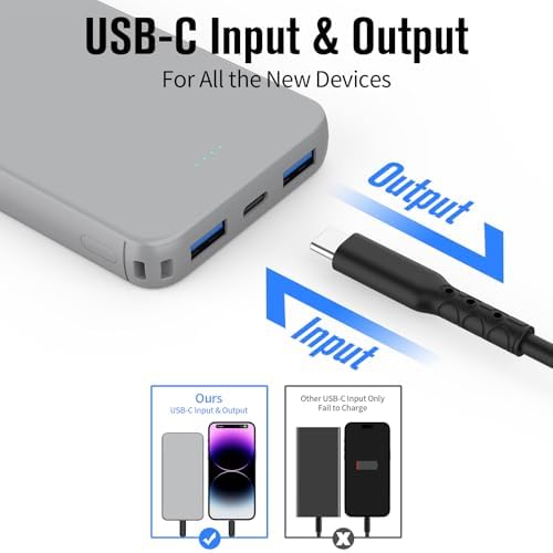 VANYUST 10000 m Ah Portable Power Bank – Ultra-Fast USB-C Charger for i Phone 16, Samsung S22, Google Devices – Slim, Lightweight Design for On-the-Go Power – Enhanced Compatibility for All Your Charging Needs
