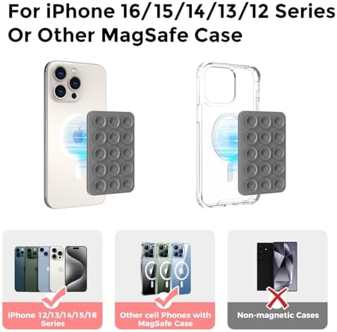 AHASTYLE Silicone Suction Phone Case Stand for iPhone 16/15/14/13/12 Series, Magnetic Suction Cup Phone Mount for iPhone MagSafe Phone Case, Mirror Shower Phone Holder, for TikTok Videos and Selfies – Enhanced Compatibility and Speed