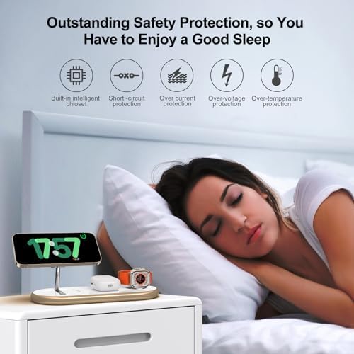 2025 Enhanced 3-in-1 Charging Station for Apple Devices | Fast Magnetic Mag-Safe Wireless Charger for i Phone 16/15/14/13/12, Apple Watch 1-10/Ultra, & Air Pods Pro | Sleek Silver Design | Compact & Portable Charging Solution for Home and Travel | Superior Compatibility and Rapid Charging Efficiency
