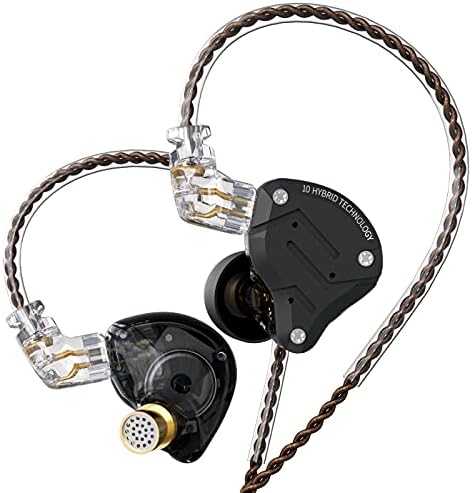 High-Fidelity KZ ZS10 PRO Noise-Isolating Earbuds with Detachable 2-Pin Cable – Superior Five-Driver Sound Clarity in Sleek Sand Black Design for Audiophiles and Casual Listeners Alike