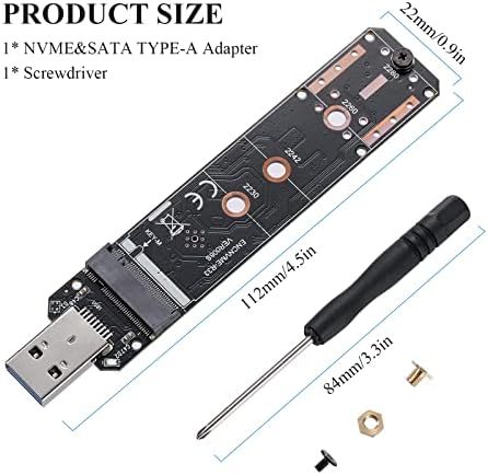 Ultra-Fast SATA M.2 SSD to USB 3.2 Adapter – Dual Protocol NVMe M-Key & B+M Key Support for 2230/2242/2260/2280 SSDs | 10 Gbps Data Transfer Speeds | UASP Enabled for Optimal Performance and Reliability | Compact, Portable Design for Effortless Data Access and Backup Solutions
