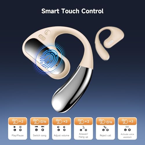 Ultra-Lightweight Open Ear Bluetooth 5.4 Sports Earbuds – 50-Hour Battery Life, Waterproof Design, and Secure Over-Ear Hooks for Maximum Comfort During Workouts – Ideal for Running and Daily Fitness Activities – Crystal-Clear Calls with Built-in Microphone and LED Display Charging Case – Enjoy Exceptional Sound Quality While Staying Aware of Your Surroundings – The Perfect Companion for Your Active Lifestyle and Everyday Adventures!
