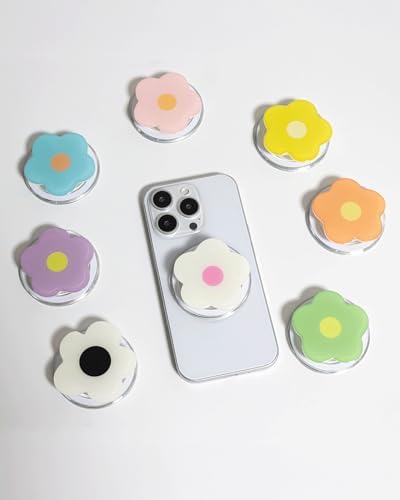 Coral Floral Daisy Phone Grip & Fidget Spinner – Mag Safe Compatible Lightweight Accessory for Enhanced Stability, Stress Relief, and Effortless One-Handed Use – Stylish and Durable Magnetic Stand for i Phone Users