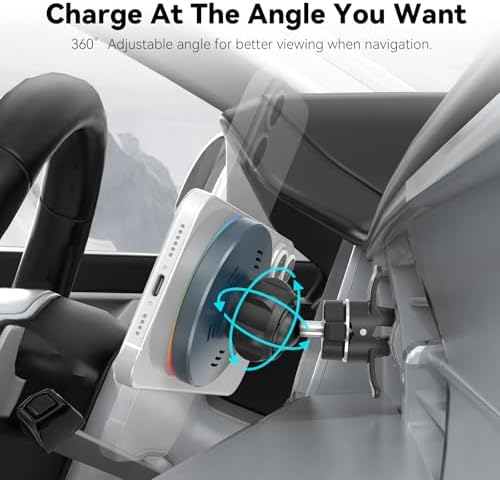 Mag Safe Car Mount Charger for i Phone 12-16 Pro Max | 15 W Fast Wireless Charging Magnetic Phone Holder | Durable Zinc Alloy Construction | Sleek Cool Grey | Effortless Air Vent Installation for Ultimate Convenience and Stability