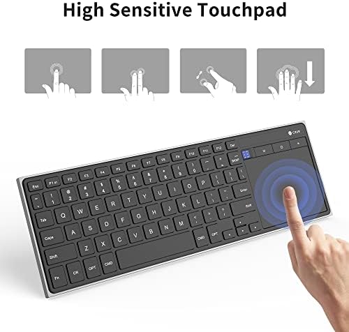 Elevate Your Productivity with the CZUR Ultra-Slim Bluetooth Keyboard and Touchpad – Rechargeable Wireless Keyboard for PC, Laptop, Tablet, and Phone – Effortless Compatibility and Sleek Design for On-the-Go Professionals