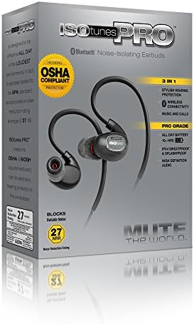 ISOtunes PRO Bluetooth Earplug Headphones – OSHA-Compliant 27 d B Noise Reduction, 10-Hour Battery Life, and Noise Cancelling Mic for Ultimate Wireless Hearing Protection – Sleek Matte Black Design for Professionals in Noisy Environments