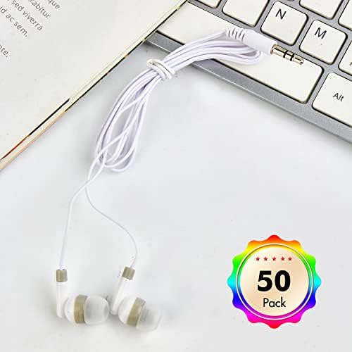 Bulk Pack CN-Outlet Orange Earbuds – Individually Bagged Headphones for i Phone, Android & MP3 Players – Perfect for Schools, Libraries & Hospitals – High-Fidelity Sound, Lightweight & Durable Design – 50 Count Audio Solution for Classroom & Professional Use