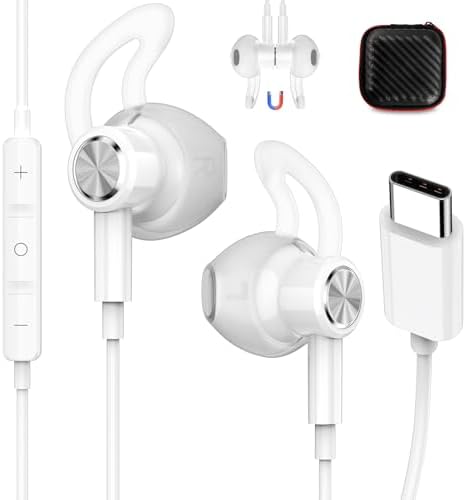 Elevate Your Sound with i Mangoo USB-C Wired Earbuds – Precision-Engineered for i Phone 15/16 & Samsung S24/S25 Ultra – Lightweight Anti-Fall Design for Unmatched Comfort and Stability – Built-in Microphone for Effortless Hands-Free Calls – Deep Bass Audio Experience Perfect for Home, Office, Gym, and Travel – Durable and Stylish Earphones for Everyday Use