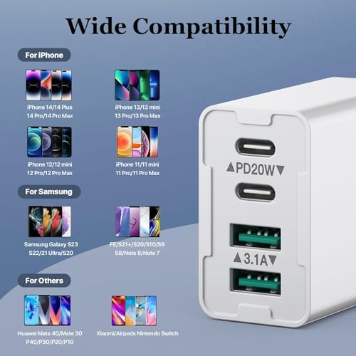 Revolutionize Your Charging Routine with Our 4-Port USB Wall Charger – Ultra-Fast QC 3.0 Adapter for i Phone 12-15, LG, Google Pixel & More – Compact, Reliable Power Solution for Home and On-the-Go Charging