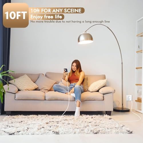 10-Foot Ultra-Fast i Phone Charging Cable 3-Pack with USB-C PD Wall Charger – Exceptional Compatibility for i Phone 14/13/12/11 Pro Max/XS Series – Durable Lightning Cable Solution for On-the-Go Charging Convenience and Rapid Power Delivery