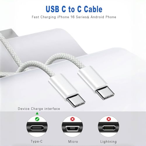 Ultimate Dual-Pack Fast Charger for i Phone 16/15 & i Pad – 6 FT Durable USB-C Woven Cables with Tangle-Free Design for i Pad Pro, Air, Mini & More – Unmatched Charging Speed & Enhanced Compatibility for Home or Travel Use