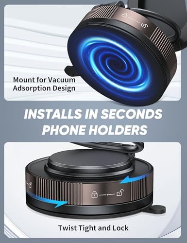 Magnetic Suction Cup Car Phone Holder by i Mangoo – 360° Rotatable Smartphone Mount for Universal Compatibility – Enhanced Stability for Safe Navigation and Hands-Free Convenience – Ideal for Mag Safe Devices
