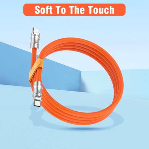 USB C to USB C Silicone Cable 2Pack 10FT, Ultra Flexible & Soft USB Type C 100W Fast Charging Cable, Geek Industrial PD Data Transfer Cable for Phones,Tablet,Laptops(Yellow) – Enhanced Compatibility and Speed