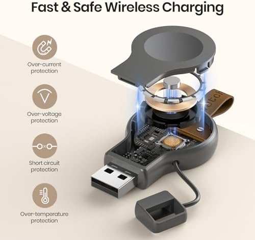 Portable Magnetic Wireless Charger for Apple Watch – Fast Charging i Watch Accessory for Ultra, Series 1-9, and SE – Travel-Friendly Cordless Design for Ultimate Convenience and Durability