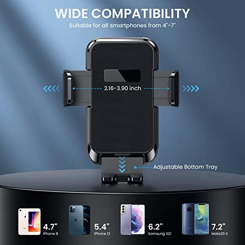 Qifutan Premium Anti-Shake Car Phone Holder with Long Arm Design – Universal Dashboard & Windshield Mount for All Smartphones, Enhanced Stability & Safety for Hands-Free Driving, Black