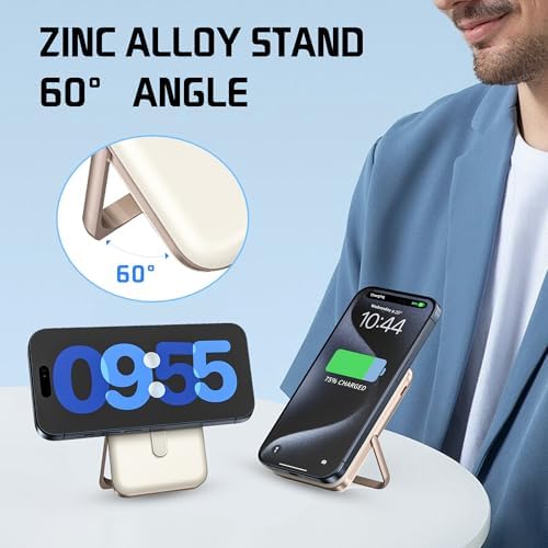 Mag Safe Portable Charger by EKR – 10,000 m Ah Fast Charging Power Bank with PD 20 W, Magnetic Attachment & Zinc Alloy Stand – Ultimate Wireless Charging Solution for i Phone 16/15/14/13/12 Series & Samsung Devices – Reliable, Compact, and Stylish Power Supply for On-the-Go Users
