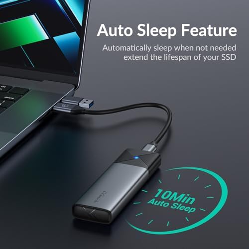 High-Speed M.2 NVMe SSD Enclosure – Tool-Free USB 3.2 Type-C Adapter for 2230/2242/2260/2280 SSDs | 10 Gbps Data Transfer with UASP & TRIM Support | Sleek Grey Design for Enhanced Portability and Compatibility