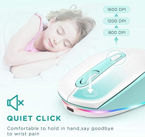 seenda Rechargeable Wireless Mouse with LED Rainbow Lights – Ergonomic, Quiet Click Design for Laptops, PCs, and Chromebooks – Perfect for Kids and Professionals Alike – Portable Purple Accessory for Enhanced Productivity and Style