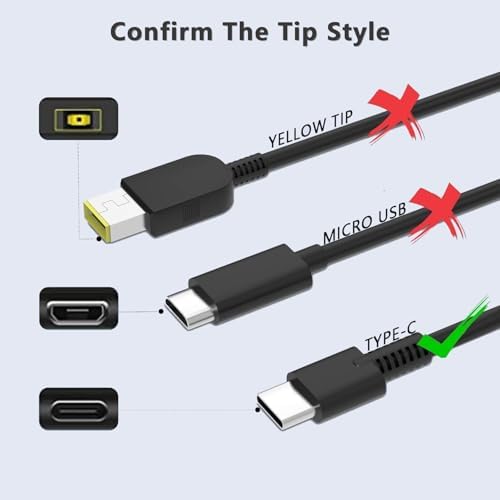 65 W USB-C Laptop Charger for Lenovo Yoga and Think Pad: Fast Charging Power Adapter for Yoga 6, 7, 9, Think Pad X1 Carbon, and More – Universal Compatibility with Multi-Protection Features for Safe and Efficient Use