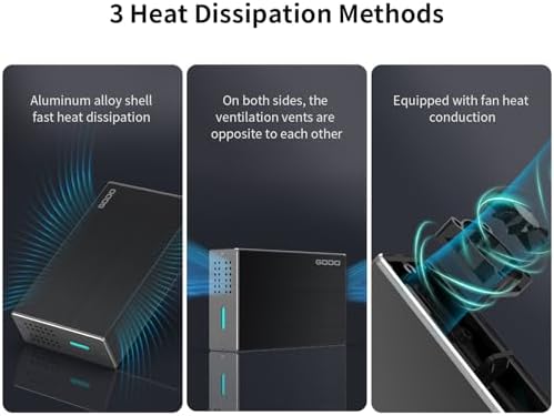 GODO 2.5-Inch Dual Bay USB 3.0 Hard Drive Enclosure – Versatile External RAID Housing for SATA I/II/III HDDs & SSDs, Supports 16 TB, Advanced UASP & TRIM Technology, Durable Aluminum Design in Sleek Black Finish for Enhanced Data Management and Speed Optimization