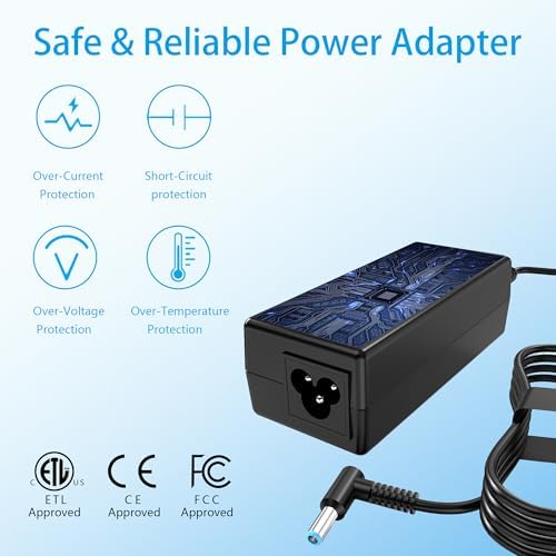 High-Speed 45 W HP Laptop Charger – 19.5 V 2.31 A Power Adapter for Pavilion, Spectre, Elite Book, and Stream Laptops – Enhanced Compatibility with Multiple Models and Reliable Performance – Ideal Replacement for 741727-001, TPN-C125, HSTNN-LA40 – 12-Month Warranty Included