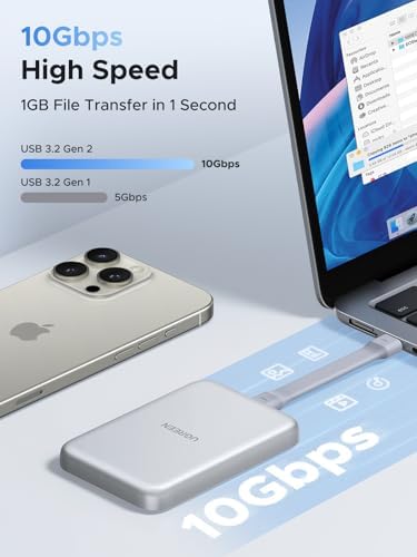 UGREEN Magnetic M.2 NVMe SSD Enclosure for i Phone 15/16 Pro Max – High-Speed 10 Gbps USB-C Adapter with PD 100 W Charging, Versatile Support for 2230/2242/2260/2280 SSDs, Effortless Magnetic Attachment and Durable Design for Enhanced Storage Solutions