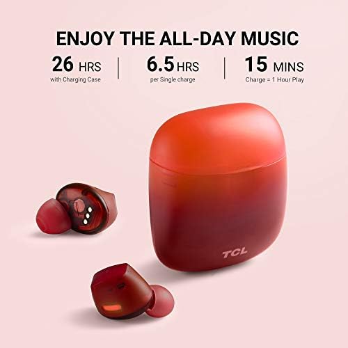 TCL SOCL500 TWS Wireless Earbuds – Dynamic Pumping Bass & 26-Hour Playtime, Bluetooth 5.0, Waterproof Design, Noise Isolation, Secure Fit for Active Lifestyles – Sunrise Orange – Ultimate Audio Companion for Gym and Travel