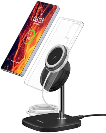 Revolutionary Magnetic Wireless Charger for Samsung S25/S24/S23/S22/S21 – Swift Detachable Charging Stand with Mag Safe Compatibility for Effortless Power and Versatile Viewing Solutions