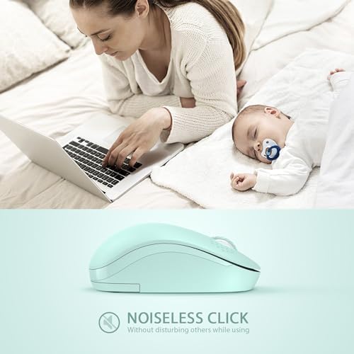Light Blue Wireless Mouse – Ultra-Quiet 2.4 GHz Noiseless Computer Mouse with USB Receiver for Seamless Windows Experience – Portable, Ergonomic Design for Home, Office, or Travel